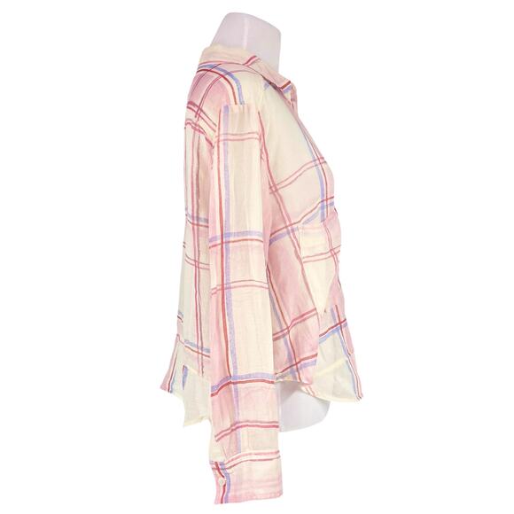 ANTHROPOLOGIE HOLDING HORSES Blush Plaid Lightweight Button-Front Shirt Size XS - Picture 6 of 8